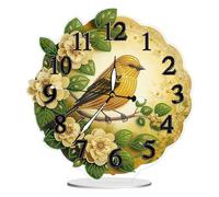 POETRYDRAW DIY Acrylic Diamond Painting Clock Kits Flower Bird 5D Special Shaped Diamond Art Luminous Pointer Clock Crystal Rhinestone Diamond Painting by Number Mosaic Art Crafts Home Decoration