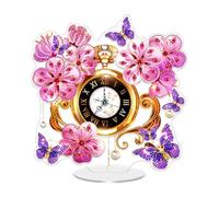 POETRYDRAW DIY Acrylic Diamond Painting Clock Kits for Adults Flower Butterfly 5D Special Shaped Diamond Art Clock Crystal Rhinestone Diamond Painting by Number Mosaic Art Crafts Home Decoration
