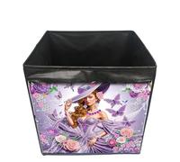 POETRYDRAW DIY Elegant Lady Diamond Art Painting Storage Box - Collapsible Canvas Organizer with Handles for Clothes, Blankets, & Art Kit, Foldable Non-Woven Storage Bins