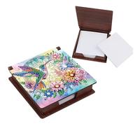 PoetryDraw Floral Hummingbird Wooden DIY Crystal Art Sticky Notes Holder (160 Blank Notepads) Diamond Painting Sticky Notes Dispenser Ideal for Home Office Supplies Handicrafts Gifts