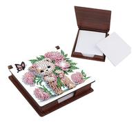 PoetryDraw Teddy Bear Flowers Wooden DIY Crystal Art Sticky Notes Holder (160 Blank Notepads) Diamond Painting Sticky Notes Dispenser Ideal for Home Office Supplies Handicrafts Gifts