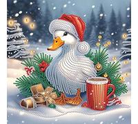 POETRYDRAW Winter Xmas Duck Crystal Rhinestones for Home Wall Decor30x30cm
