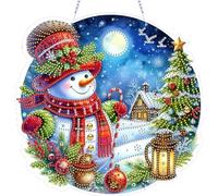 POETRYDRAW Xmas Snowman Theme 2D Flat DIY Diamond Art Pendant Wall Door Decoration