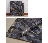 PoetryHome Removable Vinyl Blue Marble Contact Paper for Countertop Table Backsplash Self Adhesive Waterproof Marble Wallpaper Roll 15.7x117 Inches