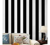 PoetryHome Self Adhesive Vinyl White Black Stripe Peel and Stick Wallpaper Shelf Liner Paper for Walls Furniture Cabinets Bedroom Kitchen Bathroom Decal Removable Waterproof (17.7x117 Inches)
