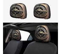 POEZJZW 2 Pcs Magical Design Norse Runes Compass Headrest Covers, Car Headrest Seat Cover Accessories Universal Fit for Cars Truck SUV Van