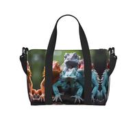 Poezjzw 4 Colorful Lizards Travel Duffle Bag Weekender Carry On Tote Bags For Women Hospital Bags For Labor And Delivery Overnight Luggage Bag, Black, One Size, Black, One Size
