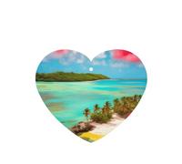 Poezjzw 4pcs Caribbean Scenery Pattern Lavender Scent Car Aroma Heart Shape Hanging Fragrance Applies To Closet Shoe