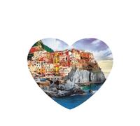 Poezjzw 4pcs Cinque Terre Scenery Pattern Lavender Scent Car Aroma Heart Shape Hanging Fragrance Applies To Closet Shoe