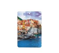 Poezjzw 4pcs Cinque Terre Scenery Pattern Lavender Scent Car Aroma Rectangle Hanging Fragrance Applies To Closet Shoe