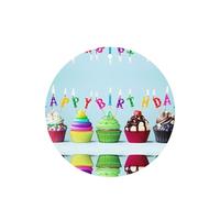 Poezjzw 4pcs Colorful Happy Birthday Cupcakes Pattern Lavender Scent Car Aroma Round Shape Hanging Fragrance Applies To Closet Shoe