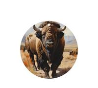 Poezjzw 4pcs North American Bison Herd Pattern Lavender Scent Car Aroma Round Shape Hanging Fragrance Applies To Closet Shoe