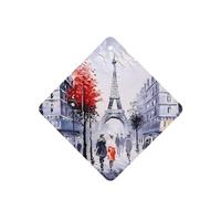 Poezjzw 4pcs Paris City Tree Eiffel Tower Art Pattern Lavender Scent Car Aroma Square Hanging Fragrance Applies To Closet Shoe