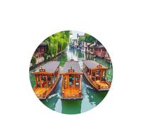 Poezjzw 4pcs Rowboat In Water Country Pattern Lavender Scent Car Aroma Round Shape Hanging Fragrance Applies To Closet Shoe