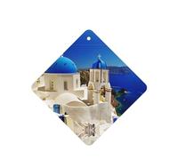 Poezjzw 4pcs Santorini Greek Island Sea View Pattern Lavender Scent Car Aroma Square Hanging Fragrance Applies To Closet Shoe