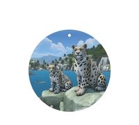 Poezjzw 4pcs Snow Leopard Endbringer Pattern Lavender Scent Car Aroma Round Shape Hanging Fragrance Applies To Closet Shoe
