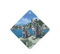 Poezjzw 4pcs Snow Leopard Endbringer Pattern Lavender Scent Car Aroma Square Hanging Fragrance Applies To Closet Shoe