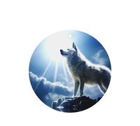 Poezjzw 4pcs Snow Wolf At The Peak Pattern Lavender Scent Car Aroma Round Shape Hanging Fragrance Applies To Closet Shoe