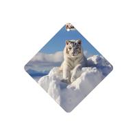 Poezjzw 4pcs Snowy Mountain White Tiger Pattern Lavender Scent Car Aroma Square Hanging Fragrance Applies To Closet Shoe