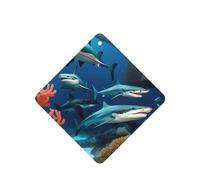 Poezjzw 4pcs Submarine Shark Coral Pattern Lavender Scent Car Aroma Square Hanging Fragrance Applies To Closet Shoe