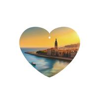 Poezjzw 4pcs Sunset In Barcelona Pattern Lavender Scent Car Aroma Heart Shape Hanging Fragrance Applies To Closet Shoe