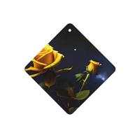 Poezjzw 4pcs Yellow Roses Starry Night Pattern Lavender Scent Car Aroma Square Hanging Fragrance Applies To Closet Shoe