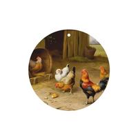 Poezjzw 6pcs Chicken And Rooster Print Pattern Lavender Scent Car Aroma Round Shape Hanging Fragrance Applies To Closet Shoe