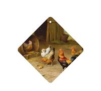 Poezjzw 6pcs Chicken And Rooster Print Pattern Lavender Scent Car Aroma Square Hanging Fragrance Applies To Closet Shoe