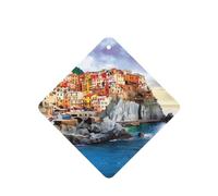 Poezjzw 6pcs Cinque Terre Scenery Pattern Lavender Scent Car Aroma Square Hanging Fragrance Applies To Closet Shoe