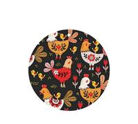 Poezjzw 6pcs Cute Rooster Chickens Pattern Lavender Scent Car Aroma Round Shape Hanging Fragrance Applies To Closet Shoe