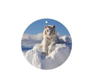 Poezjzw 6pcs Snowy Mountain White Tiger Pattern Lavender Scent Car Aroma Round Shape Hanging Fragrance Applies To Closet Shoe