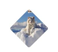 Poezjzw 6pcs Snowy Mountain White Tiger Pattern Lavender Scent Car Aroma Square Hanging Fragrance Applies To Closet Shoe