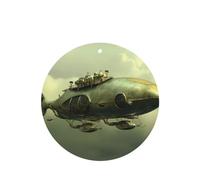 Poezjzw 6pcs Steam Whale Airship Pattern Lavender Scent Car Aroma Round Shape Hanging Fragrance Applies To Closet Shoe