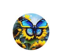 Poezjzw 6pcs Sunflower Blue Butterfly Pattern Lavender Scent Car Aroma Round Shape Hanging Fragrance Applies To Closet Shoe
