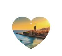 Poezjzw 6pcs Sunset In Barcelona Pattern Lavender Scent Car Aroma Heart Shape Hanging Fragrance Applies To Closet Shoe