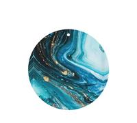 Poezjzw 6pcs Turquoise Blue Gold Marble Pattern Lavender Scent Car Aroma Round Shape Hanging Fragrance Applies To Closet Shoe
