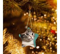 Poezjzw A Curious Cat Pattern Christmas Ceramic Pendant Decorations Suitable For Home Shopping Malls And Holiday Celebrations