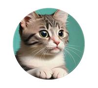 POEZJZW A Curious Cat Pattern Round Mouse Pad Desktop Protection Mat with Non-Slip Rubber Base 7.9Ã-7.9 in for Home and Office