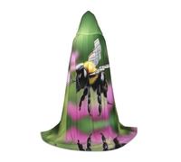 POEZJZW A Little Bee Pattern Hooded Robe Cloak Long Cape Halloween Cosplay Costume Hoodies Cape Unisex Small