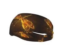 Poezjzw Abstract Yellow Dragonfly Pattern Sports Headband Suitable For Running Yoga Running Cycling Elastic Moisture Band