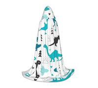 POEZJZW Adorable Dinosaur Pattern Men Women Cloak With Hood Adult Cape With Hood Renaissance Halloween Witch Costume Wizard Cloak S