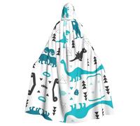 POEZJZW Adorable Dinosaur Pattern Poncho Halloween Hooded Cape Women'S Men'S Halloween Dress Up Party Cosplay Costumes