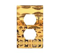 Poezjzw African Grassland Animals Pattern Outlet Covers Wall Plate Light Switch Plate Decorative for Kitchen Bathroom Bedroom Farmhouse Decor