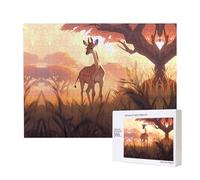 Poezjzw African Savannah Giraffe Calf Adult Classic Jigsaw 500 Pieces Wooden Puzzle Modern Home Decor Intellectual Game 52 X 38 Cm