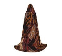 POEZJZW African Style Patchwork Pattern Teenager Hooded Cloak Cloak Women Men Halloween Costume Masquerade Cosplay Costume Christmas Party Robe L