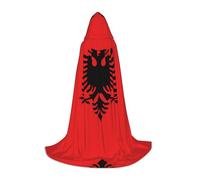 POEZJZW Albanian Flag Pattern Hooded Cloak Robe Costume Cloak For Adult Men Women Christmas Hoodies Cape Cosplay Costumes S
