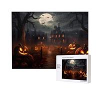 Poezjzw All Hallows' Eve Puzzles For Adult 500 Pieces Wooden Jigsaw For Family Friend Home Decor Wall Art 20.4 X 15 In