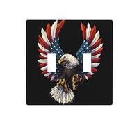 Poezjzw American Eagle Flag Pattern Light Switch Cover Receptacle Cover Double Toggle Decorative Wall Plate, Standard Size 4.5 in X 4.5 in