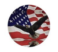 POEZJZW American Flag Fly Eagle Pattern Round Non-Slip Rubber Base Small Mouse Pad Suitable For Games Computer Laptop 7.9x7.9 In