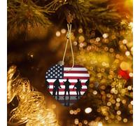Poezjzw American Flag Veterans Day Pattern Ceramic Heart-Shaped Christmas Tree Ornaments, Family New Year Home Souvenirs For Gatherings